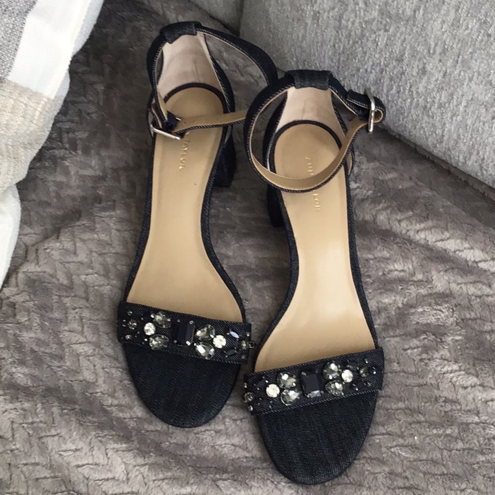 Ann Taylor size 8 - Denim and Jewelled ankle strapped sandals